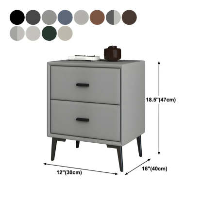 Modern Rectangular Gray Wood Nightstand with Drawer — Light Gray-White