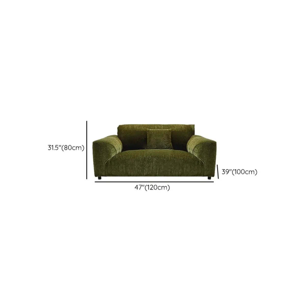 Mid-Century Olive Green Chenille Plush Sofa — Sponge