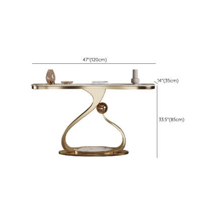 Curved Gold Stainless Steel Console Table