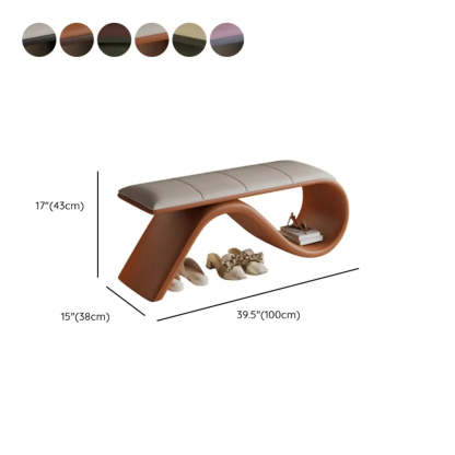 Modern Wave Bench with Cushion and Storage — Brown/ Green