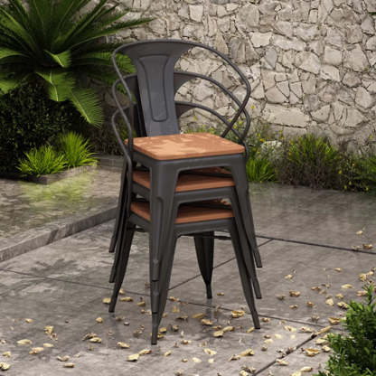 Nordic Plastic Square Outdoor Dining Chair — Black