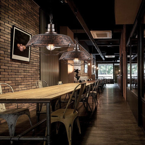 Industrial cage wide black metal pendant lighting — 10.24" W x 10.43" H / Matte Black / 220V-240V (UK/AU)