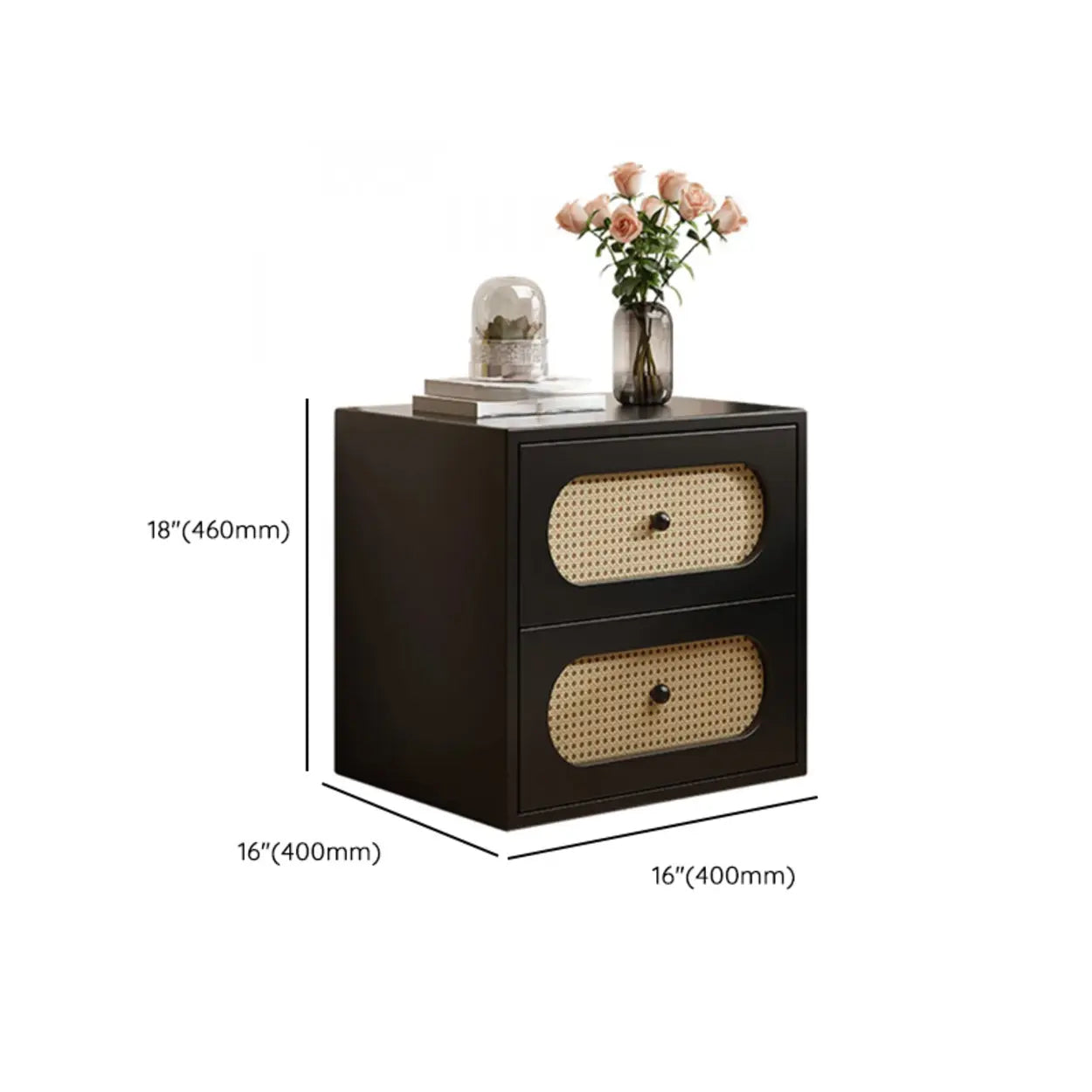 Mid-Century White Wood Nightstand with Drawers