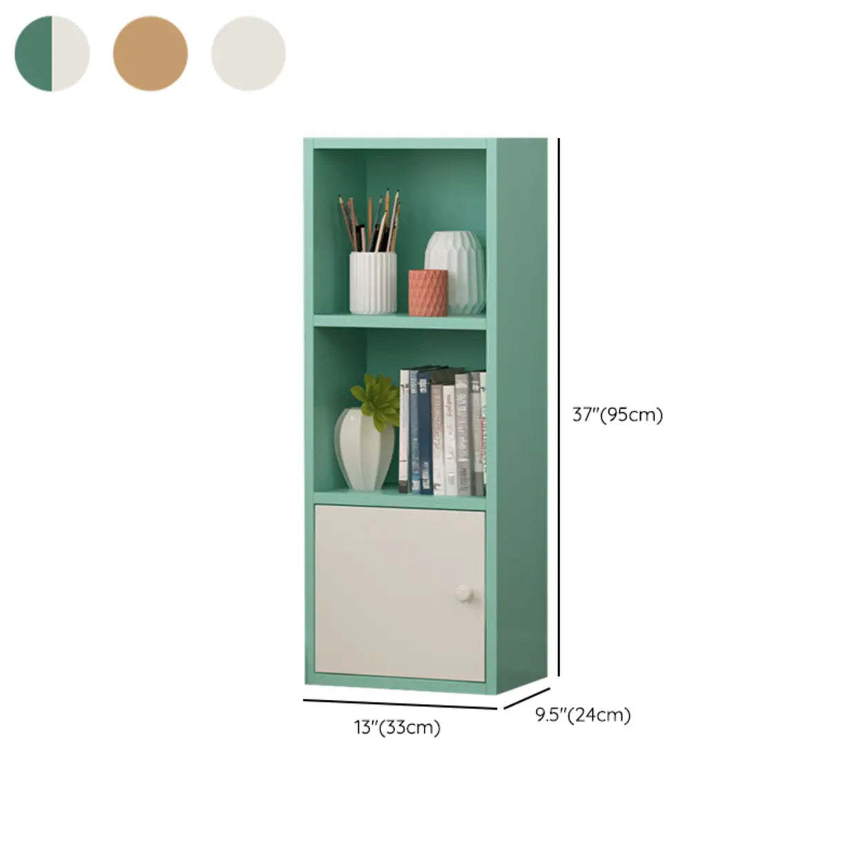 Classic Vertical Closed Wood Narrow Bookcase