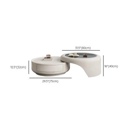 Waterproof Round Glass Nesting Coffee Table with Storage