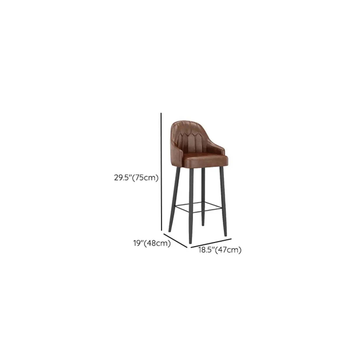 Modern Brown Square Leather Bar Stool