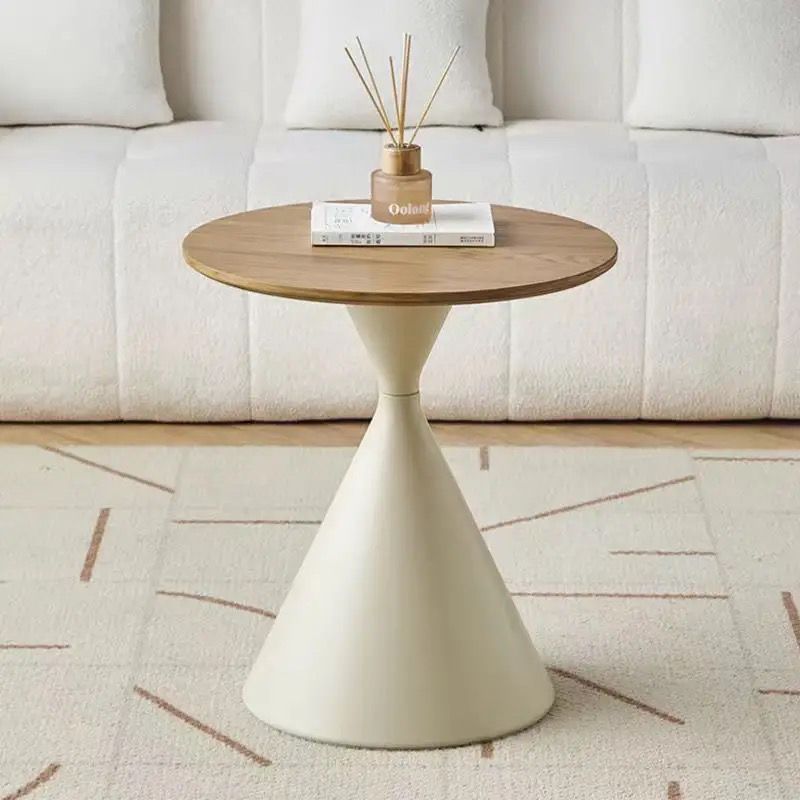 Nordic Wood Grain Steel Funnel Coffee Table — Black Wood Grain Tabletop