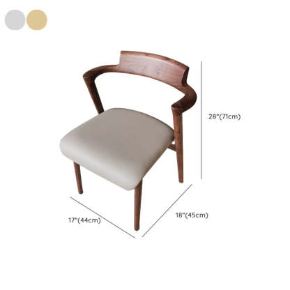 Natural Walnut Wood Armless Faux Leather Dining Chair