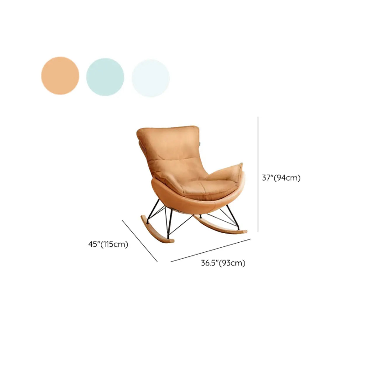 White Orange Scratch-Resistant Rocking Chair