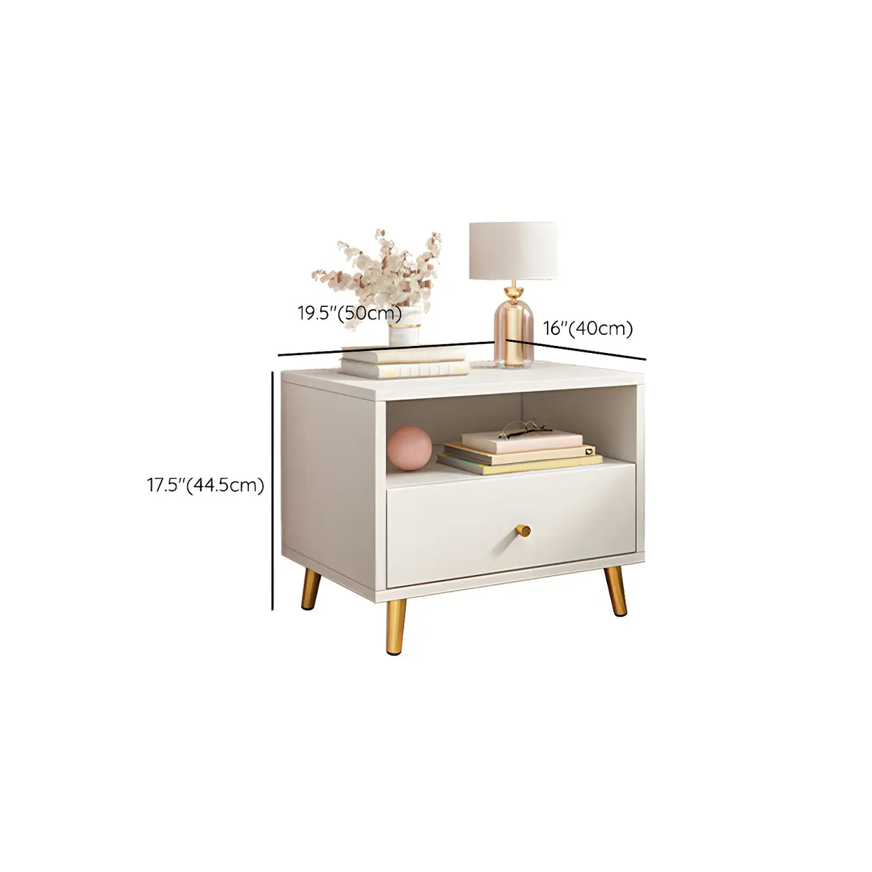 Modern Sleek White Wood 2-Drawer Nightstand