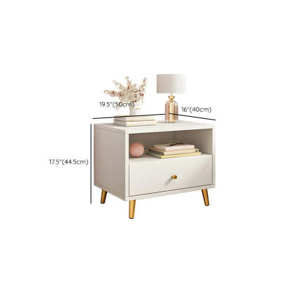 Modern Sleek White Wood 2-Drawer Nightstand
