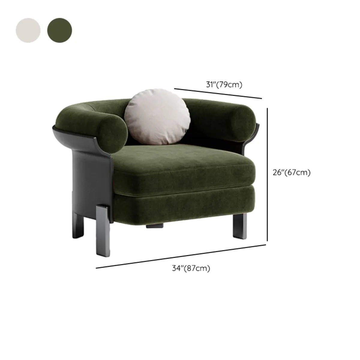 Mohair Round Arm Four Leg Barrel Chair
