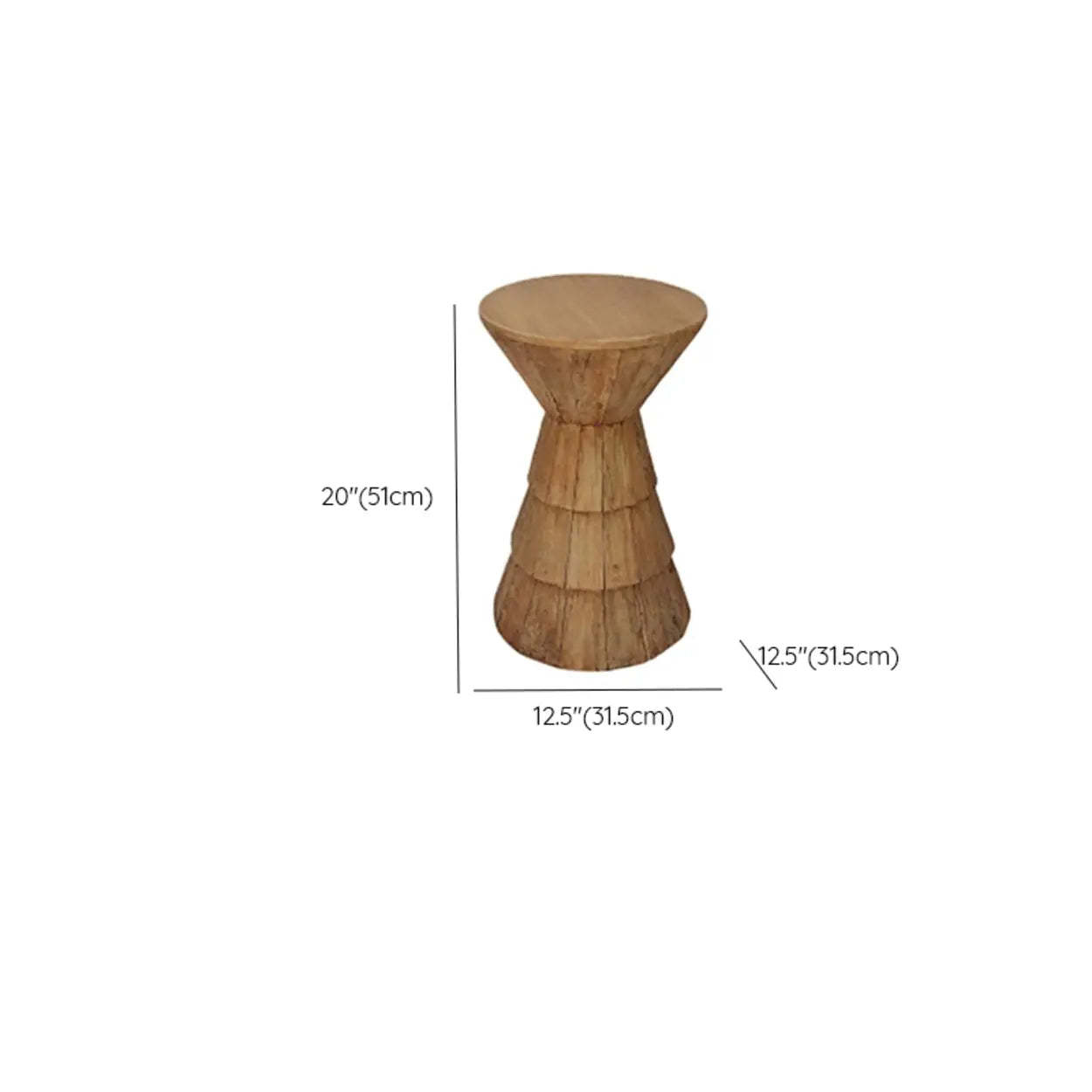 Rustic Brown Round Natural Wood Side Table