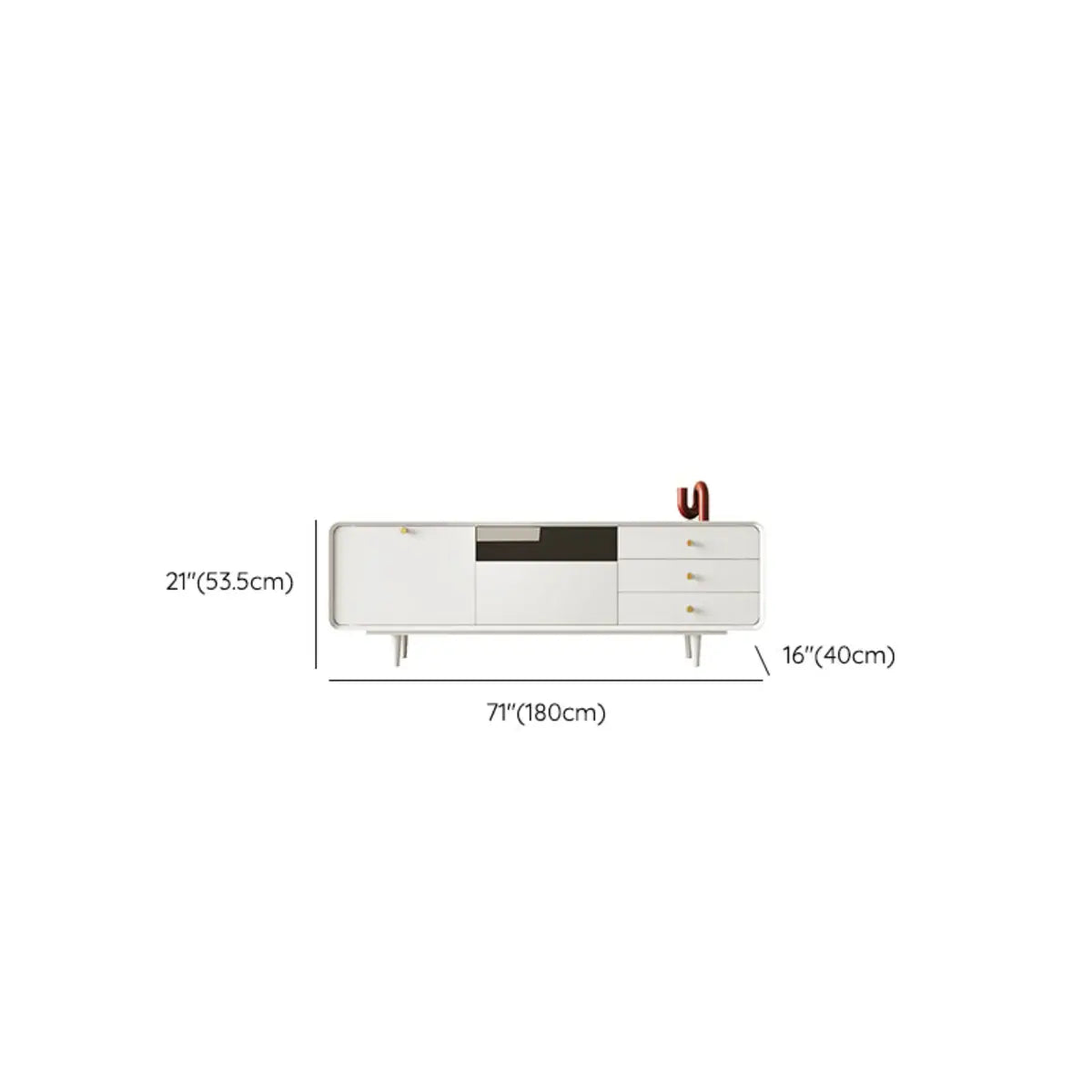White Wood Enclosed Storage Long TV Stand