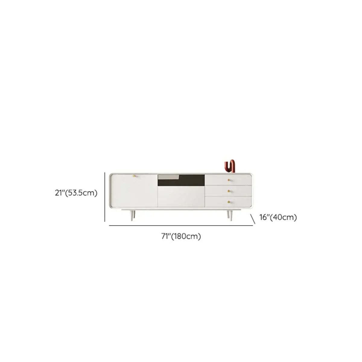White Wood Enclosed Storage Long TV Stand