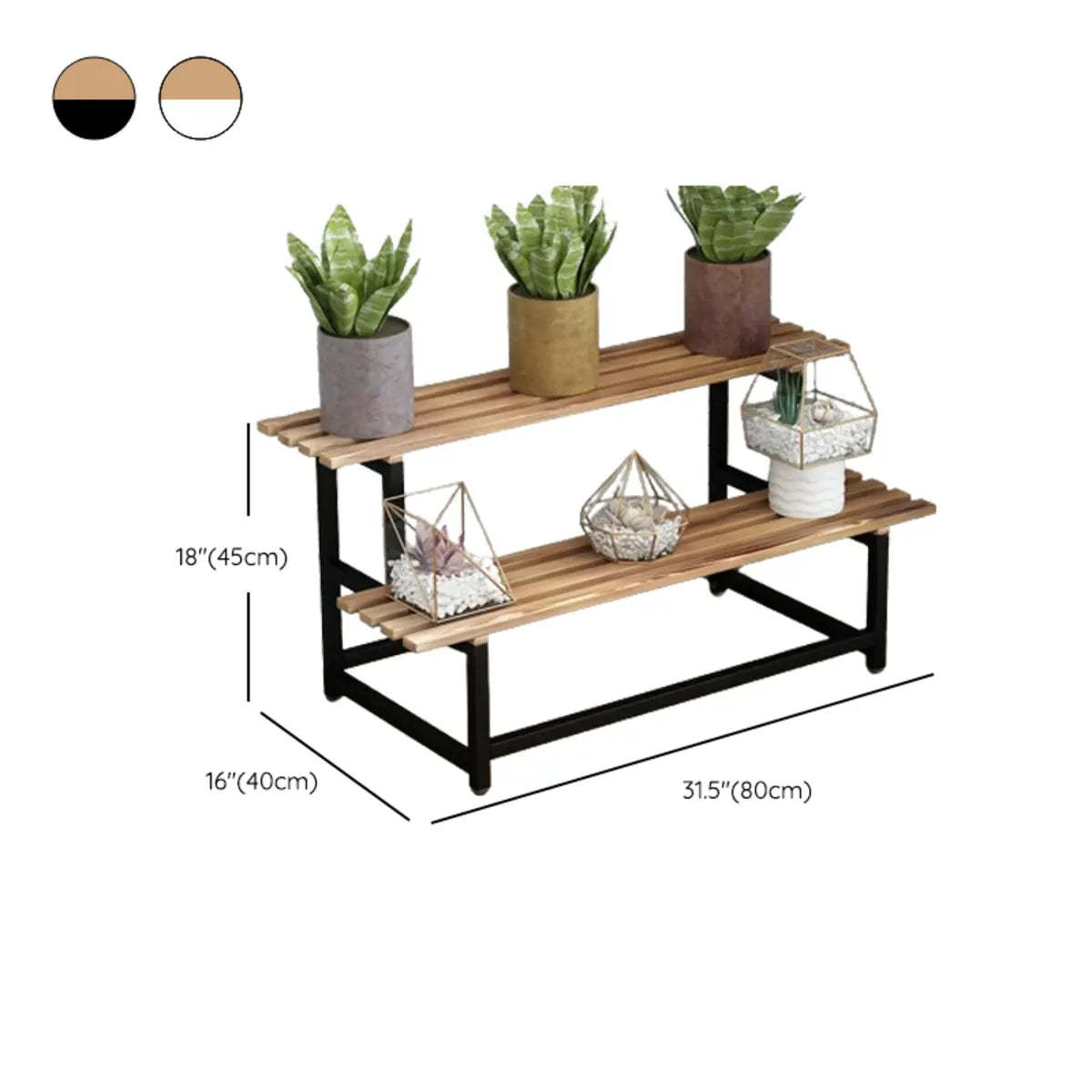 Modern plant stand black out no profit f — 59"L x 16"W x 18"H / Natural & White