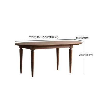 Rustic Brown Oval Walnut Extendable Dining Table