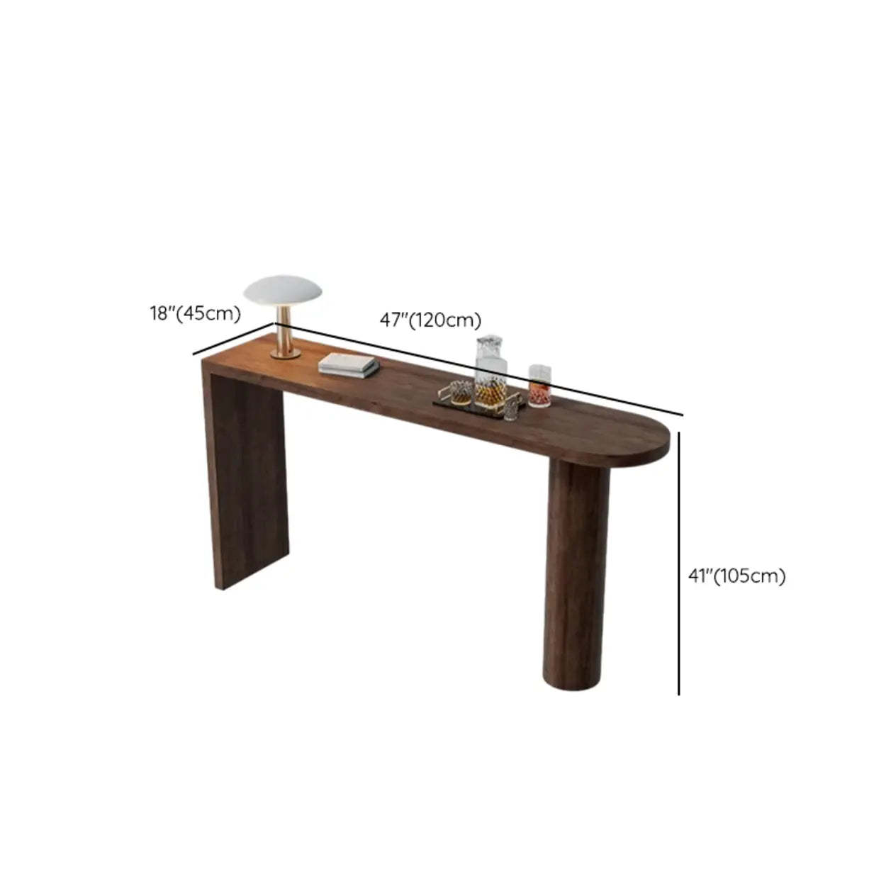 Scandinavian Rustic Brown Wood Oval Bar Table