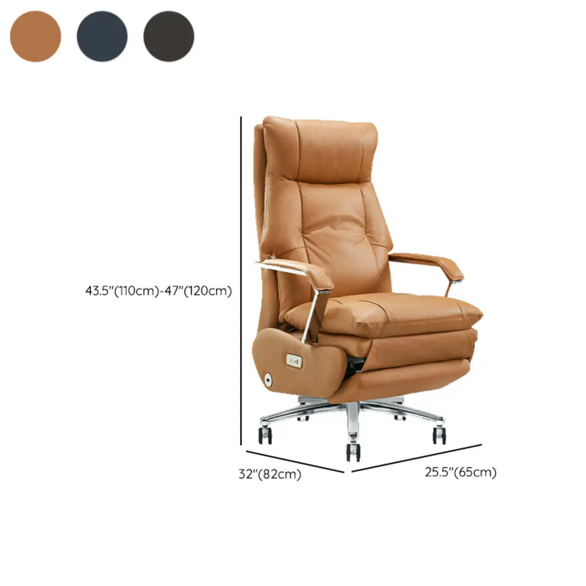 Simple Ergonomic Cowhide Orange Executive Chair