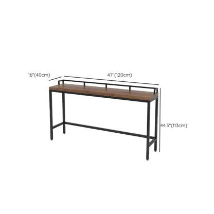 Industrial Brown Metal Wood Bar Table with Footrest — Table Only