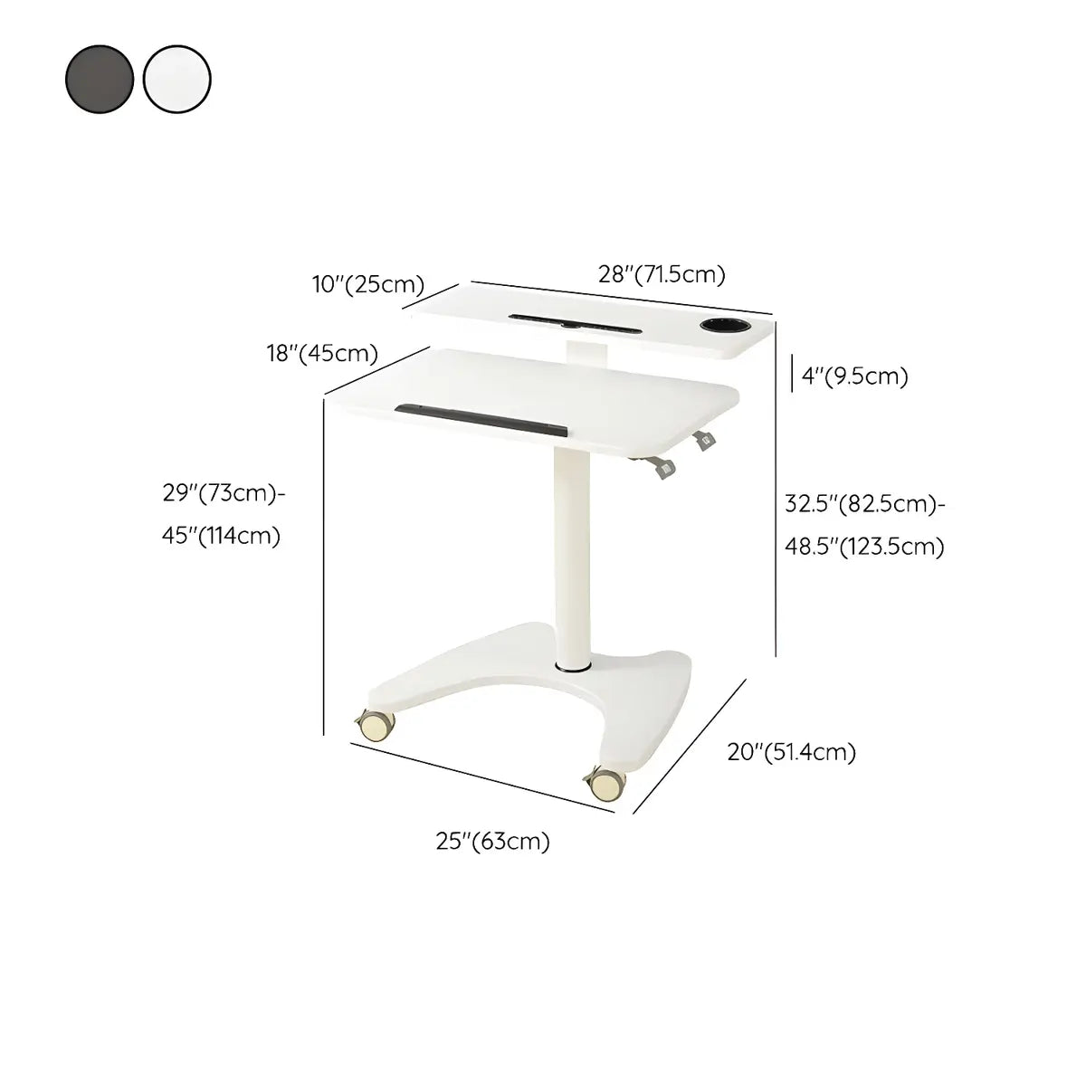 Adjustable Foldable Small White Wood Standing Desk