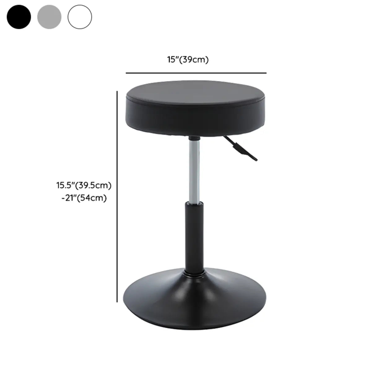 Modern Backless Round Steel Office Stool with Wheels