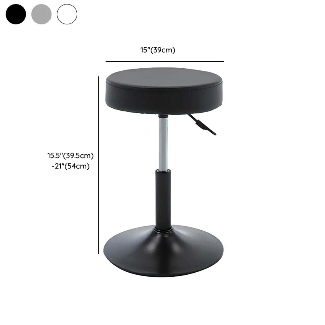 Modern Backless Round Steel Office Stool with Wheels