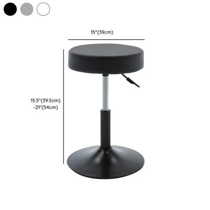 Modern Backless Round Steel Office Stool with Wheels