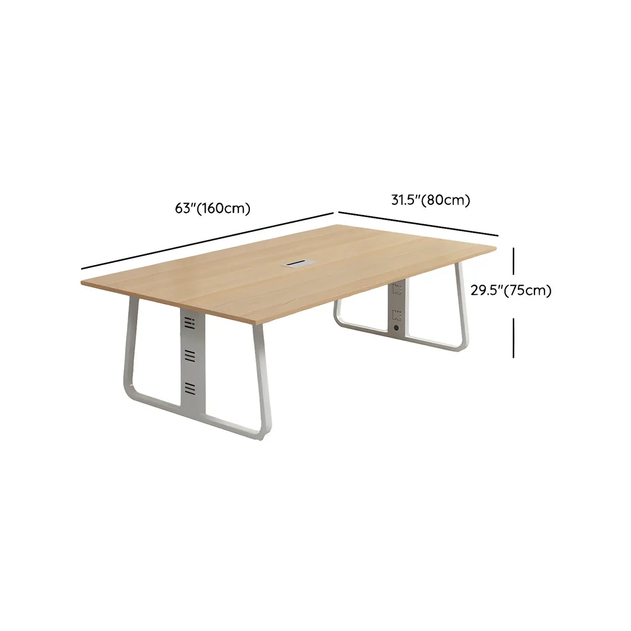 Natural Wood Steel Sled Multi-Person Desk