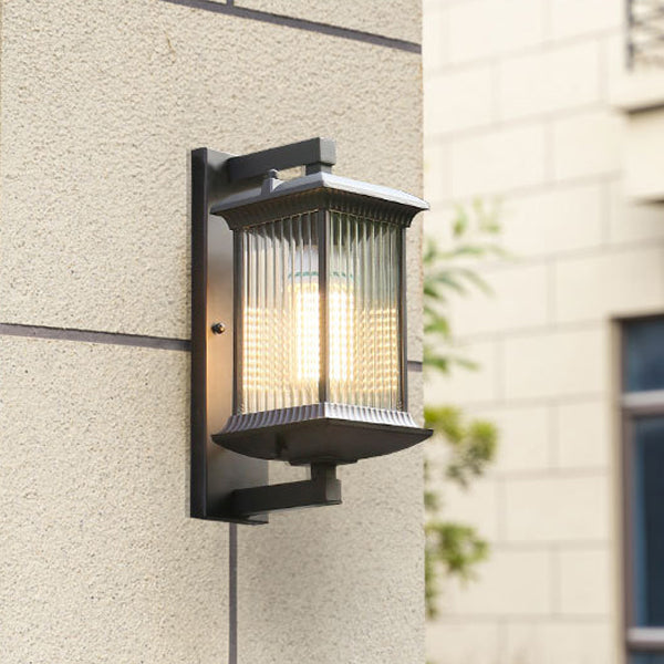 Chinese Aluminum Glass Column Outdoor Wall Sconce — A / 220V-240V For UK/AU