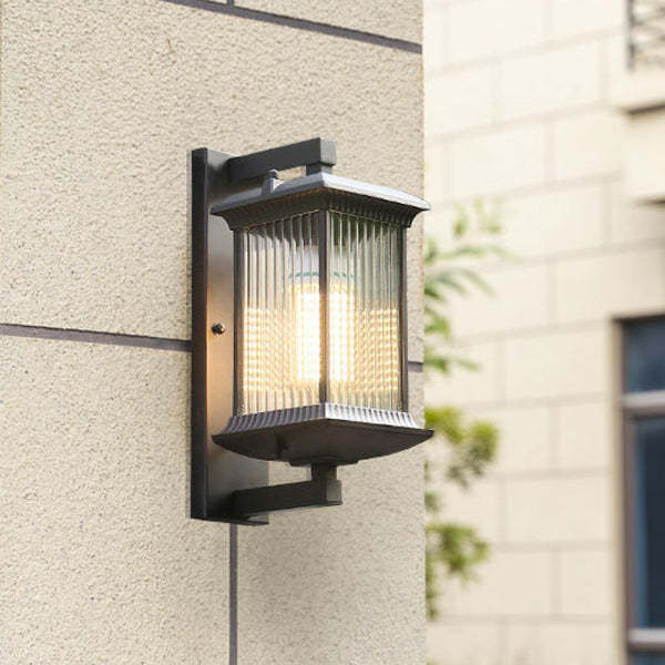 Chinese Aluminum Glass Column Outdoor Wall Sconce — A / 220V-240V For UK/AU