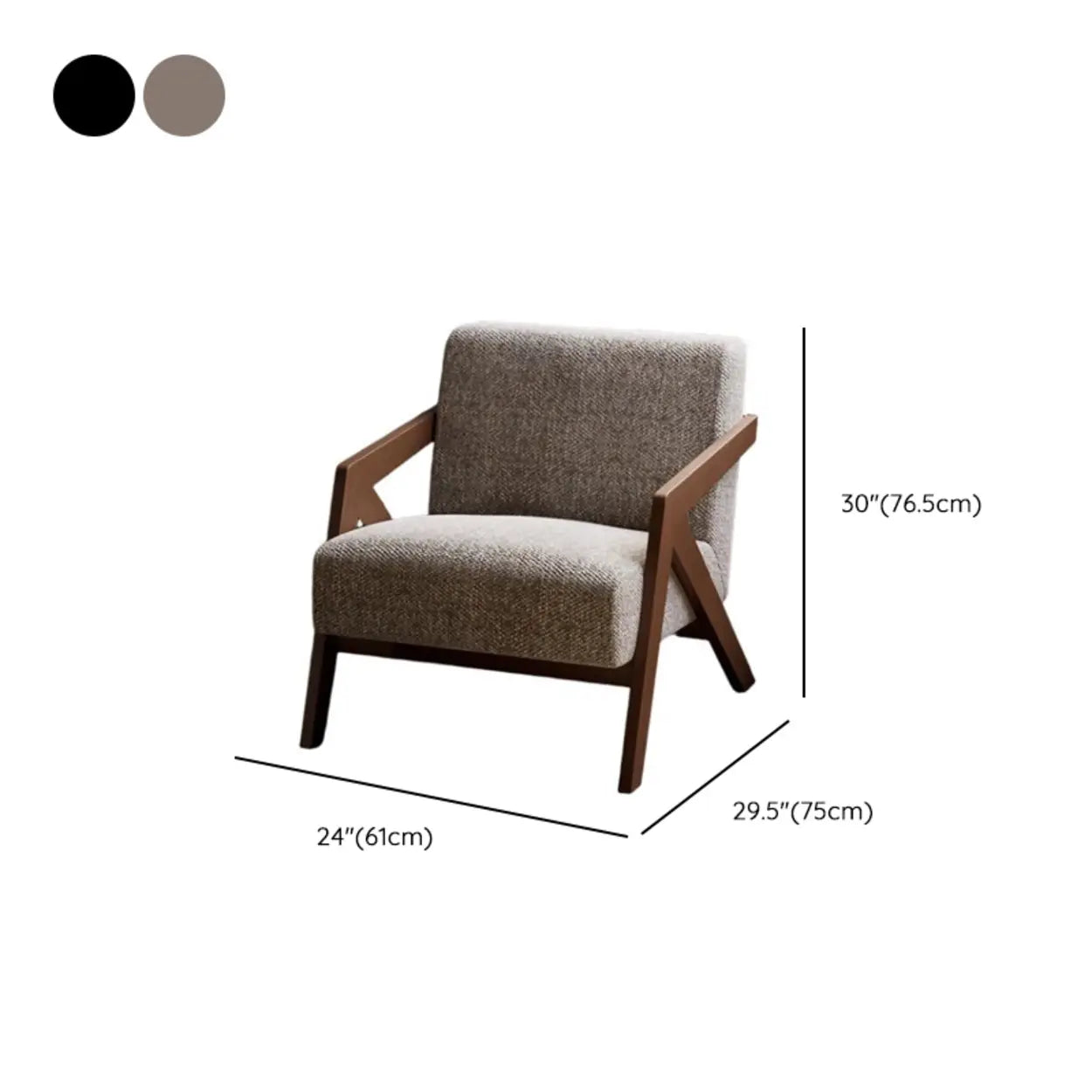 Modern Wood Frame Brown Accent Chair with Arms