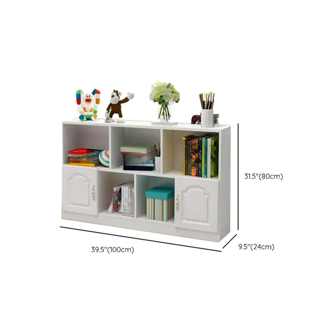 Simple White Modern Rectangular Wide Storage Bookcase