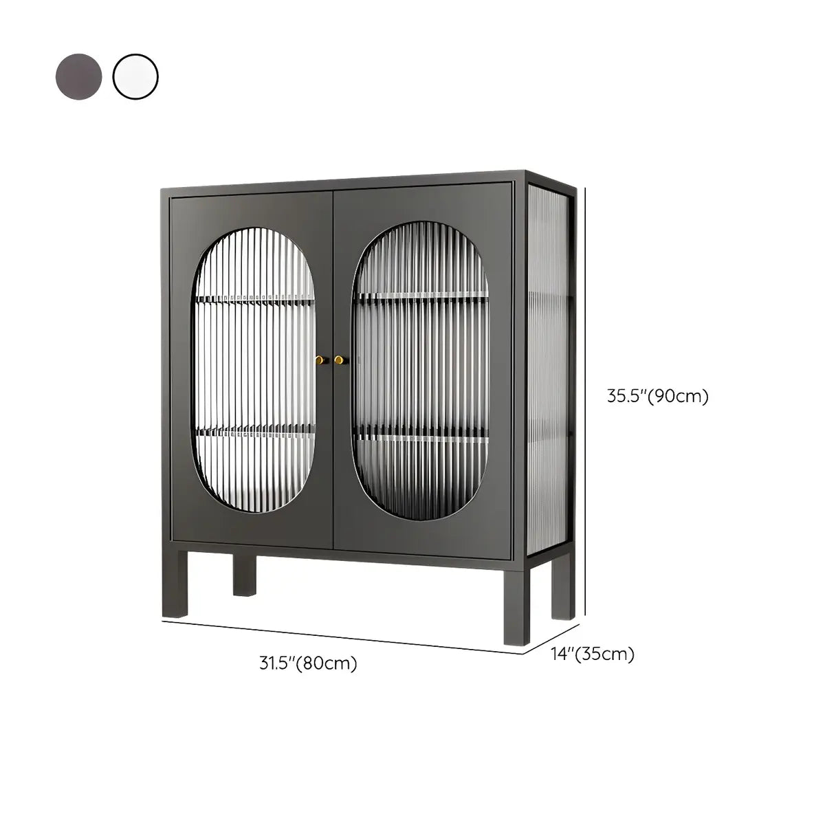 White Metal Cabinet Sideboard with Clear Glass Doors