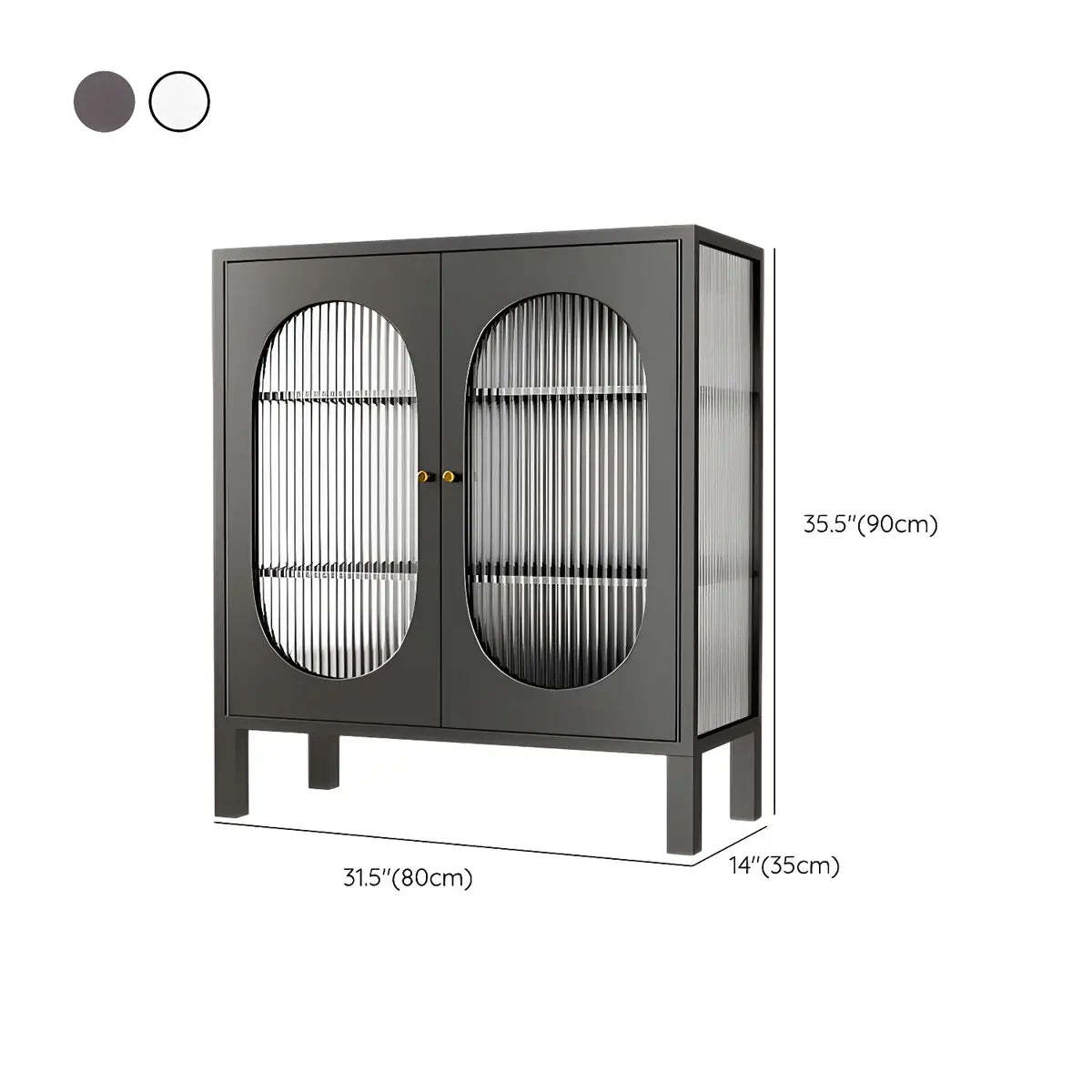 White Metal Cabinet Sideboard with Clear Glass Doors