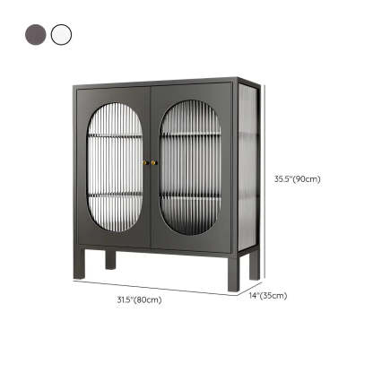 White Metal Cabinet Sideboard with Clear Glass Doors