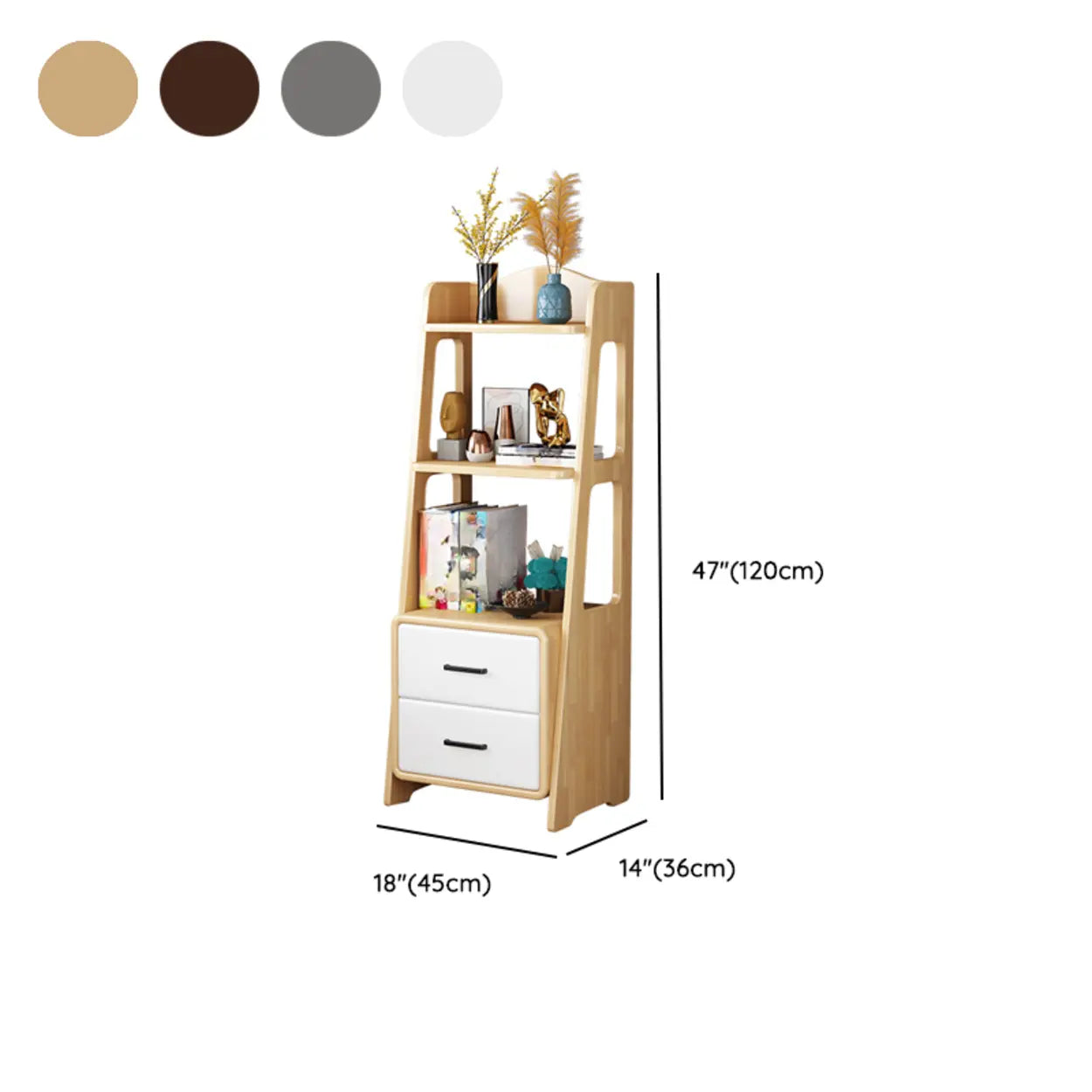 Casual Open Back Natural Wood Ladder Bookcase