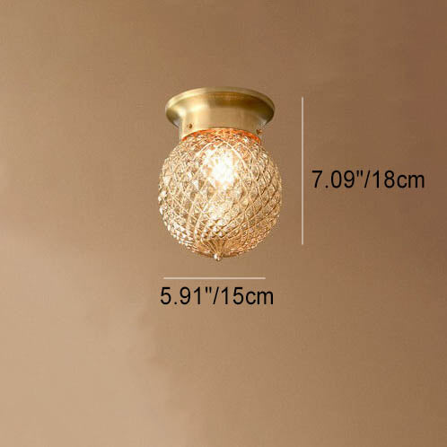 Vintage Copper Glass Round Ceiling Light