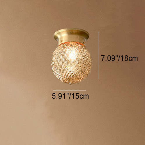 Vintage Copper Glass Round Ceiling Light