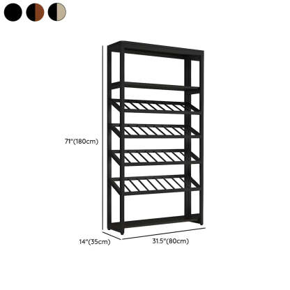 Black Industrial Metal Floor Wine Rack — Wine Bottle & Glass Rack / Wood-Black