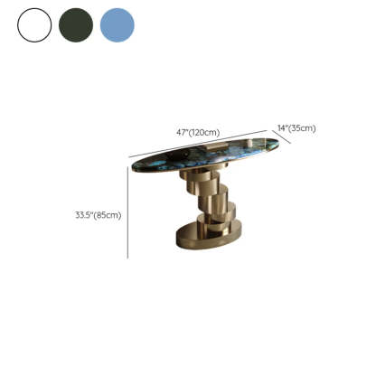 Sophisticated Oval Marble Gold Console Table — Green