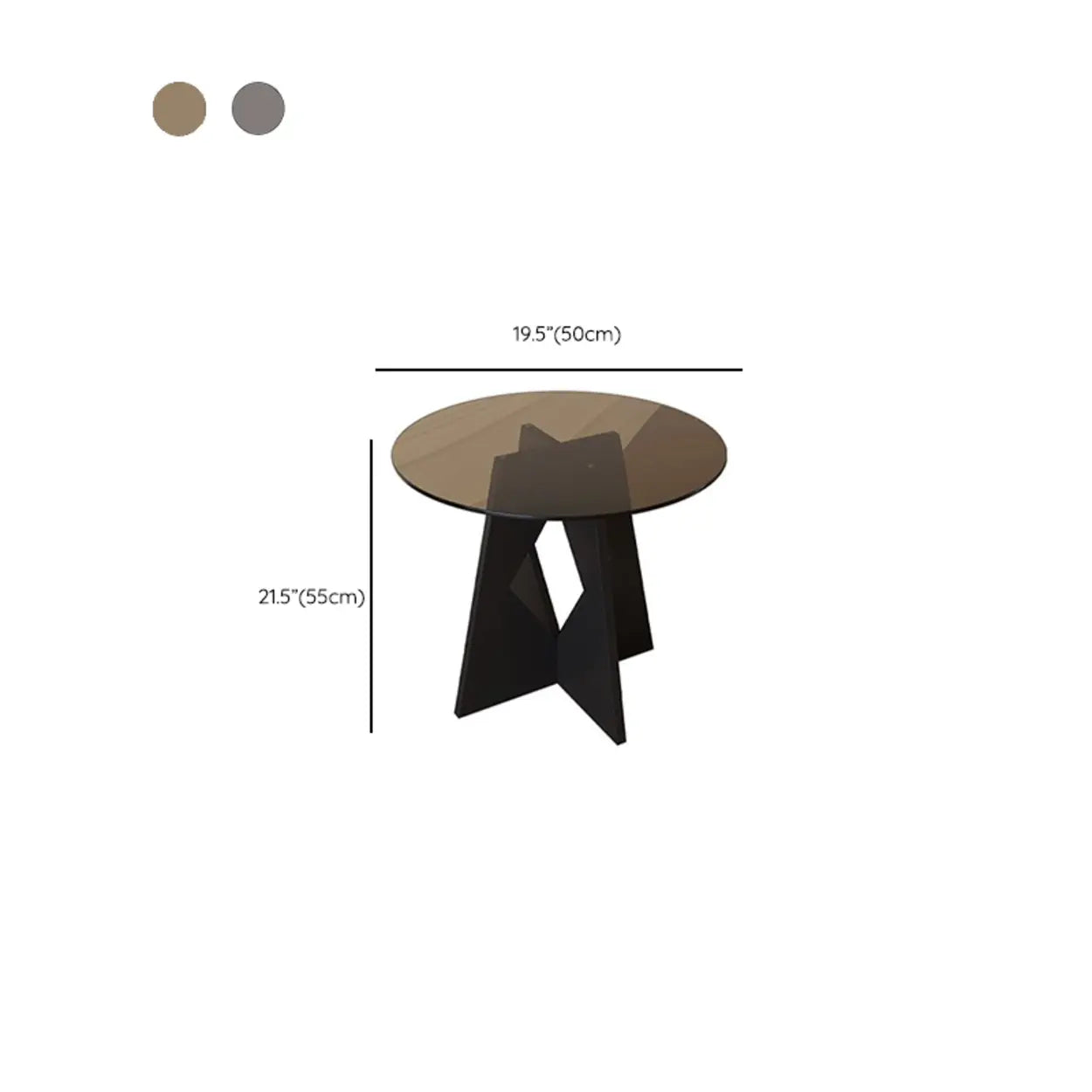 Modern Round Glass Side Table with Metal Base