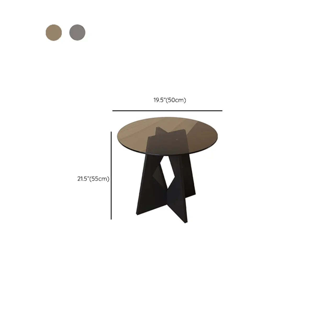 Modern Round Glass Side Table with Metal Base