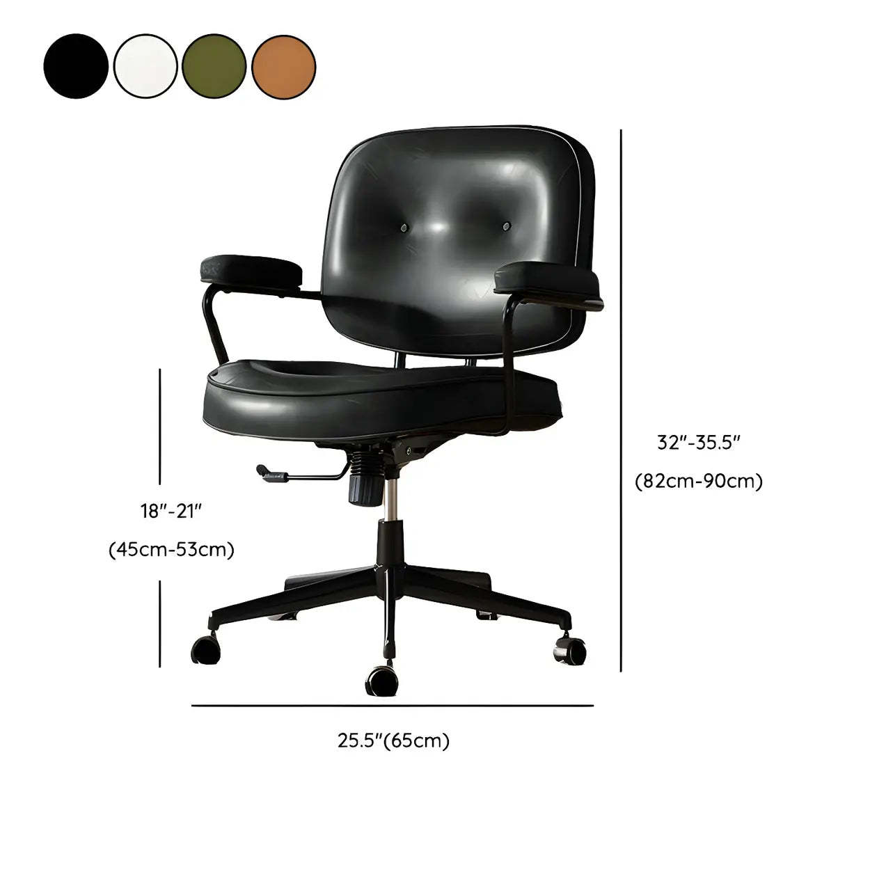 Brown Swivel Leather Office Chair with Casters