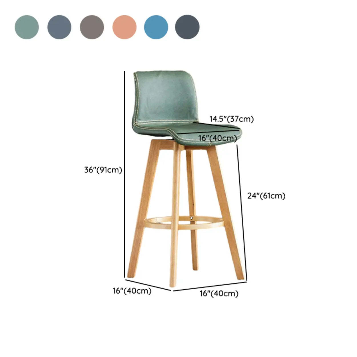 Leather Saddle Seat Wood Bar Stool — Natural / Black