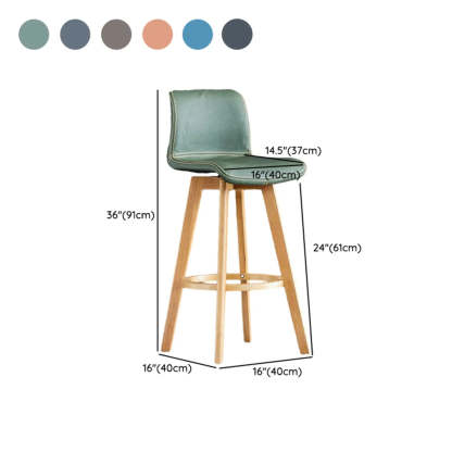 Leather Saddle Seat Wood Bar Stool — Natural / Black