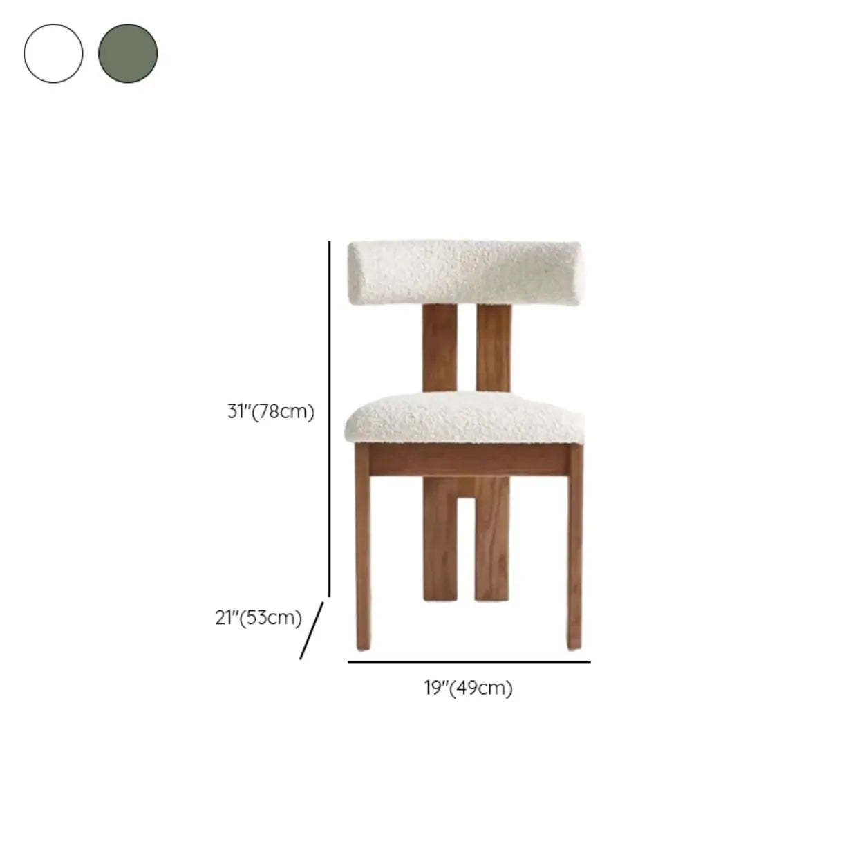 Green Armless Curved-Back Wood Upholstered Dining Chair