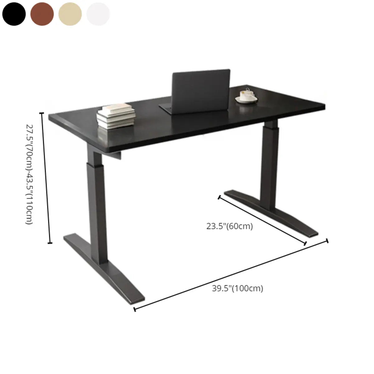 Adjustable Ergonomic White Wood T-Shape Computer Desk — White / Without Chairs