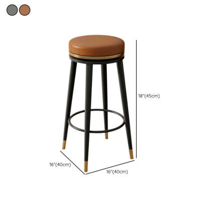 Contemporary Metal Frame Round Bar Stool — Orange/ Black