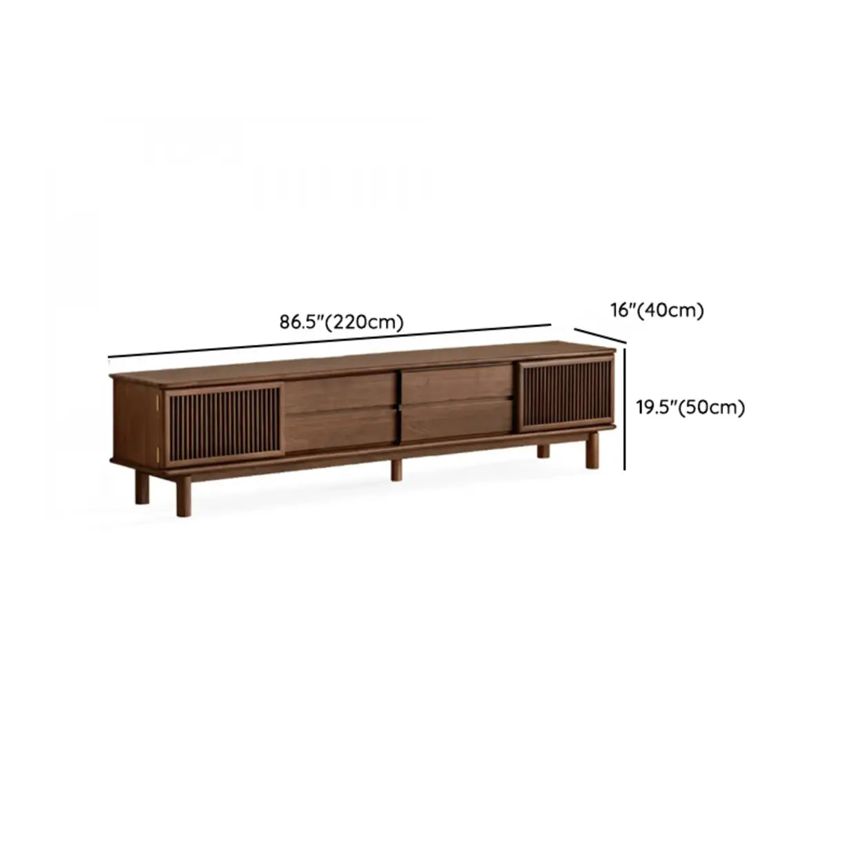Mid-Century Walnut Wood TV Stand with Cabinet